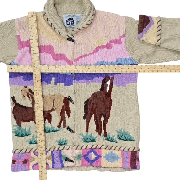 *VTG* STORYBOOK KNITS Sunrise Scene Horse Sweater, Vintage Pastel Horse Sweater - Picture 4 of 16